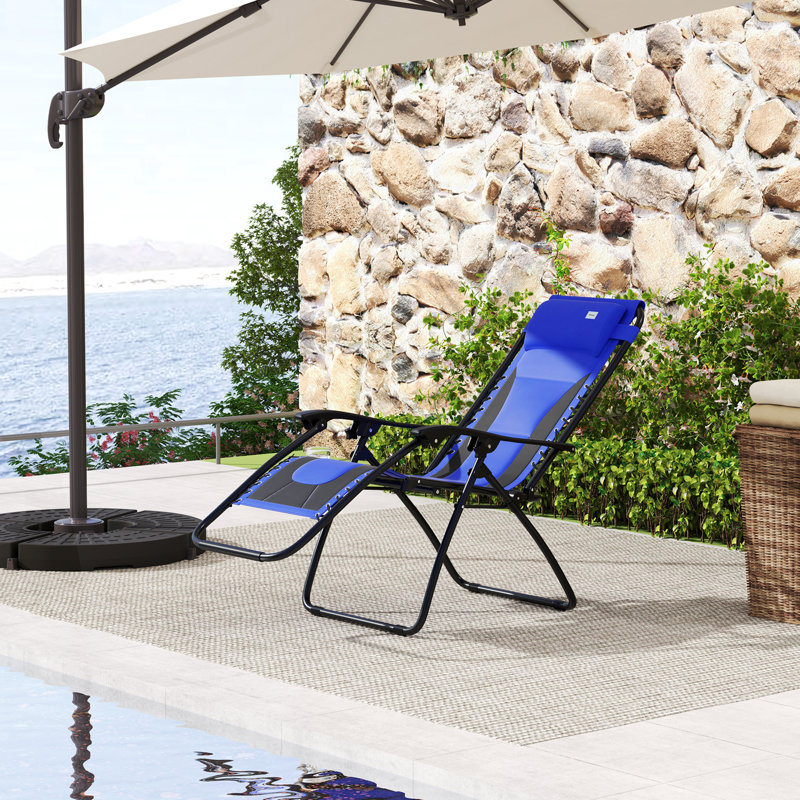 89cm Long Single Chaise, Blue