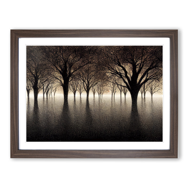 Luscious Tree Forest - Single Picture Frame Painting, 34cm H x 46cm W x 2cm D, Walnut