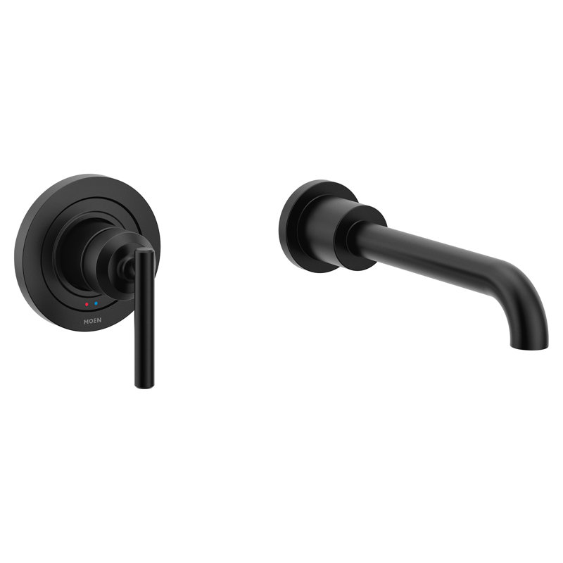 Robinet de baignoire mural monocommande à haut débit avec bec 10 po Gibson, Noir mat