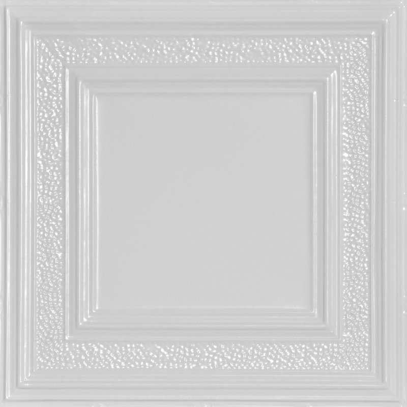 Carreau de plafond en fer-blanc clouté 2 pi x 2 pi Country Cork, Blanc