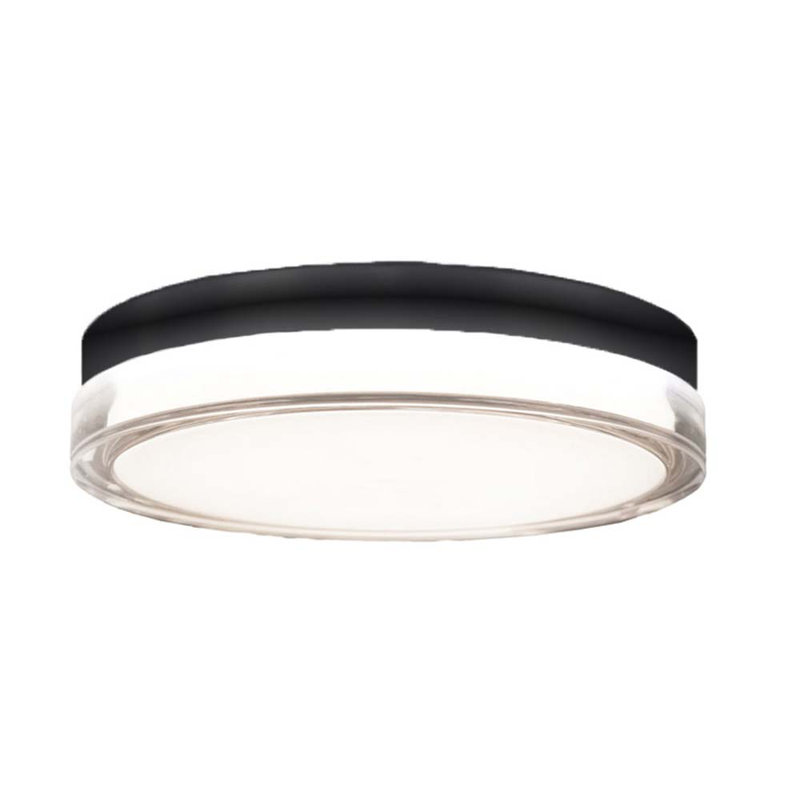 Pi Modern Black Aluminum LED Outdoor Flush Mount, 6.25"x2.5"