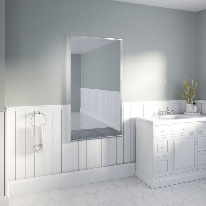 Miroir en aluminium à angle droit avec cadre en aluminium - Miroir d'appoint mural, Rectangle, 30 po x 50 po