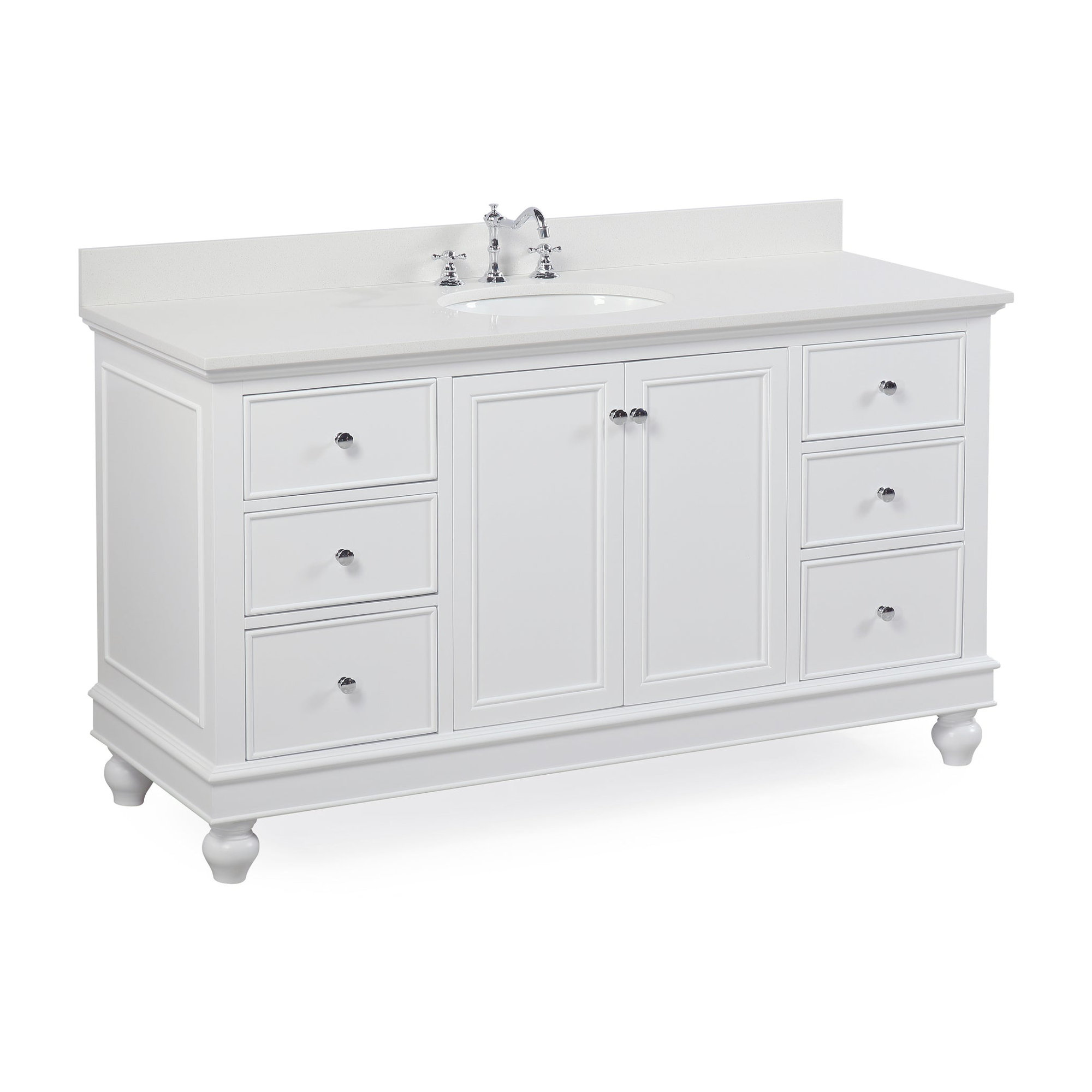 Ferdinand 60'' Single Bathroom Vanity, Quartz, White