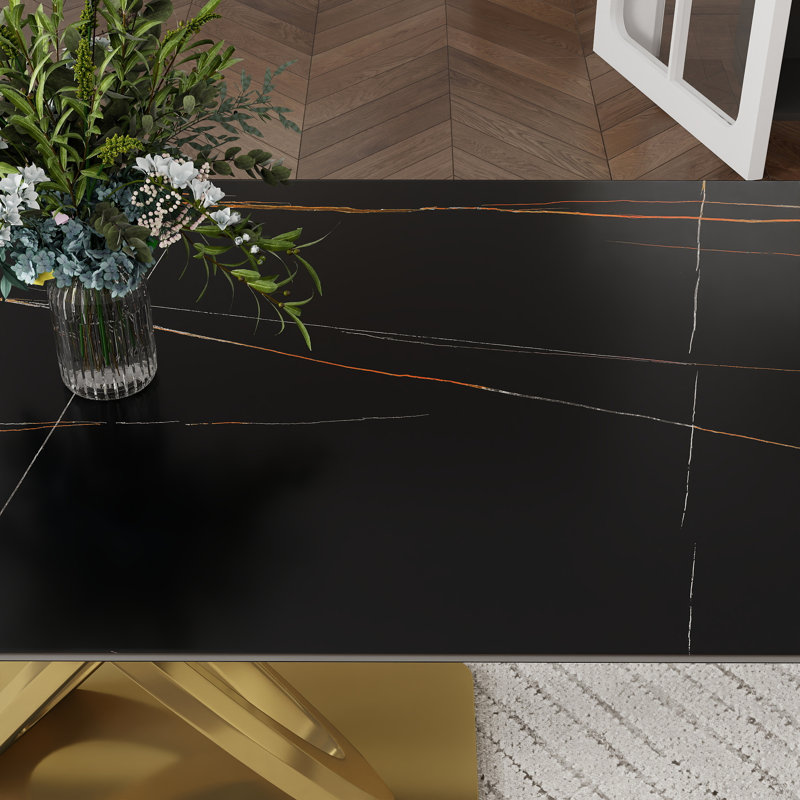 Ensemble de table de salle à manger moderne 7 pièces Zagan, Noir, Blanc / Gris / Noir, H 29,53 po x L 70,84 po x P 35,43 po