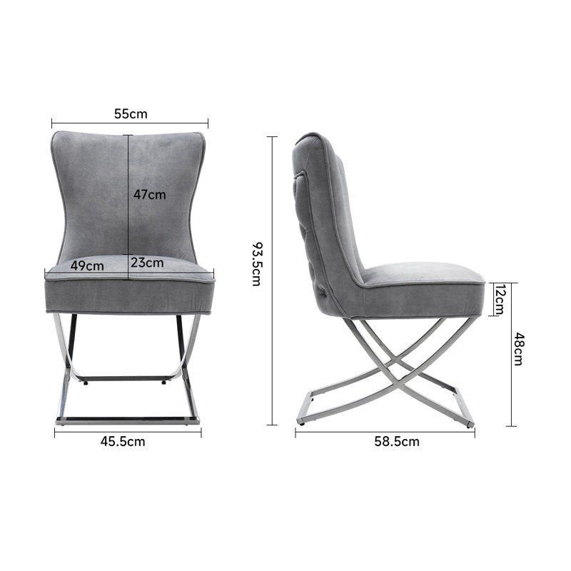 Geneva Upholstered Dining Chairs with Metal Base, Grey