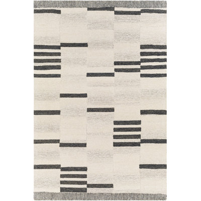 Uptown Striped Handmade Tufted Wool Cream/Black Area Rug