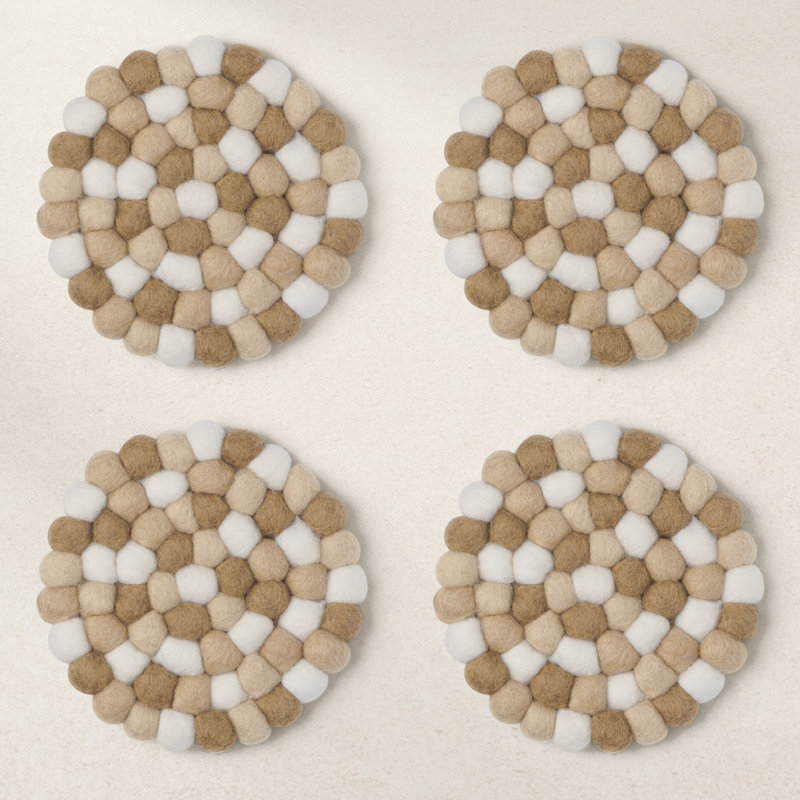  Ensemble de 4 sous-verres ronds MODWOOL (neutres nordiques), Crème / Havane
