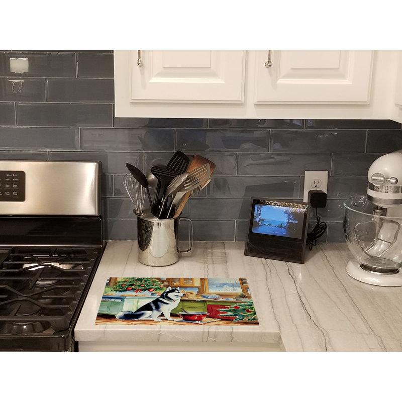 Siberian Husky Christmas Cookies Glass Cutting Board