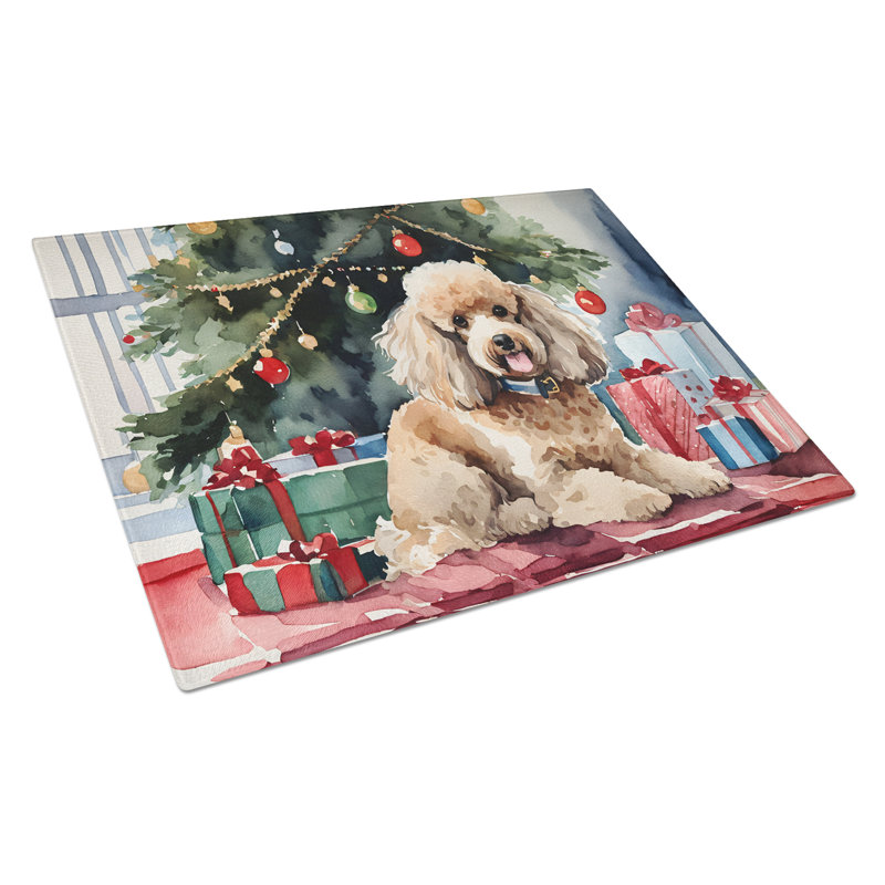 Grande planche à découper en verre Poodle Cozy Christmas