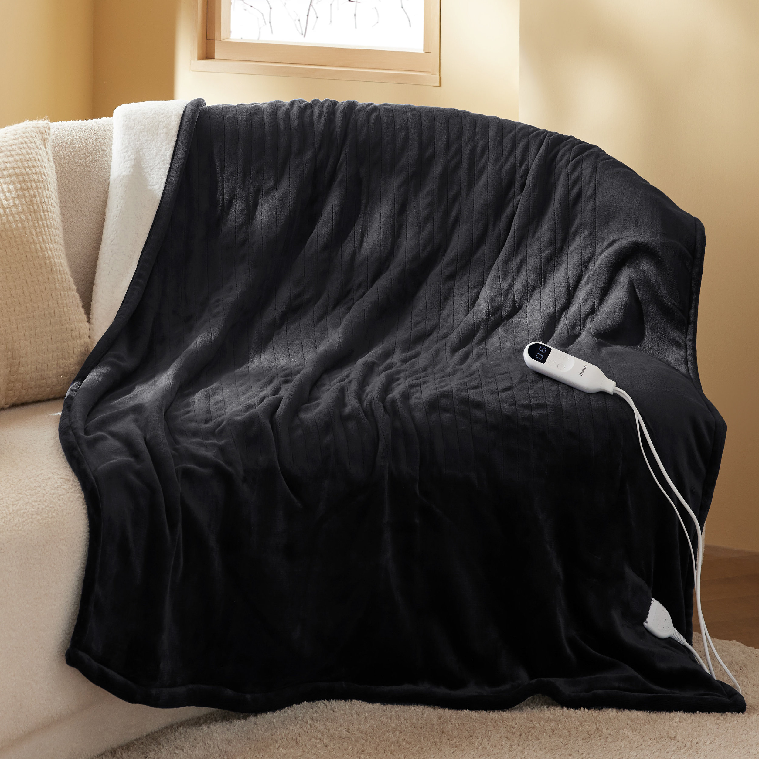 Bedsure Shaggy Bed Throw GentleSoft® Jacquard Shaggy Sherpa