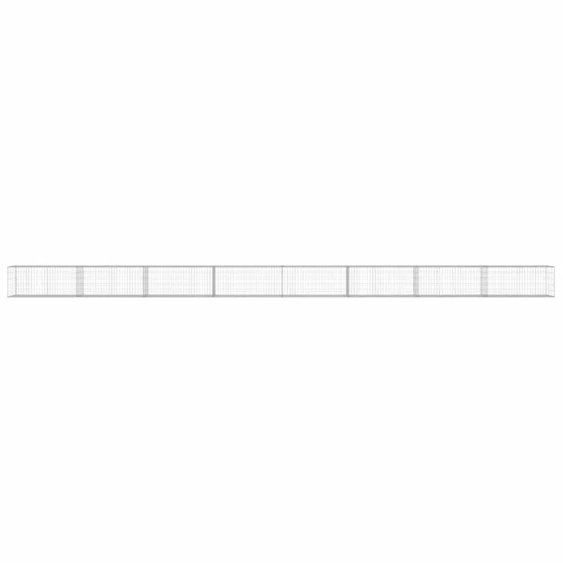 50cm H x 900cm W Silver Metal Gabion Wall, 1.6 ft. H x 29.5 ft. W