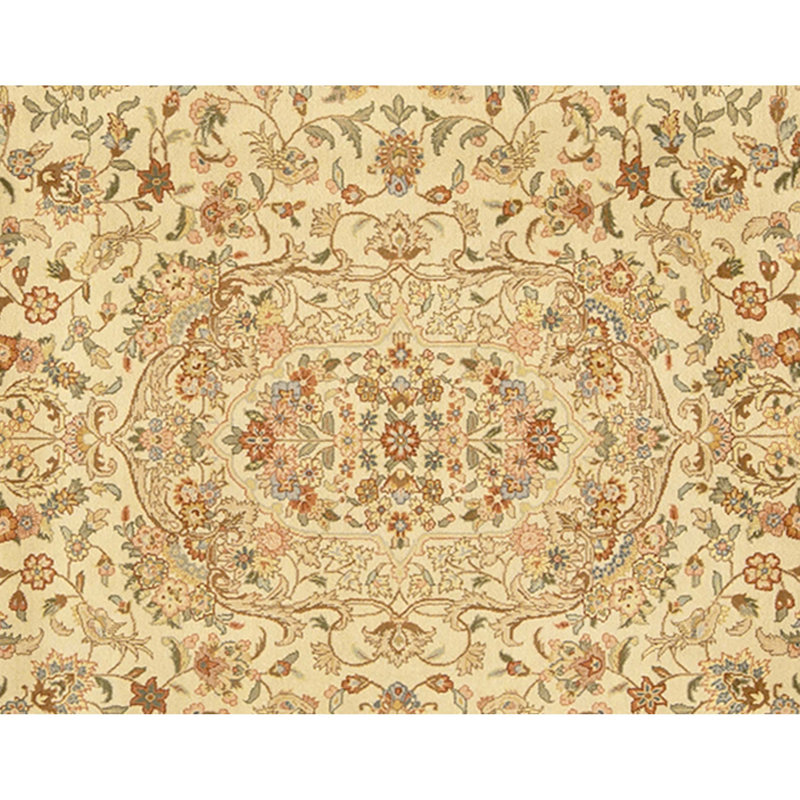Hand Knotted Wool Area Rug in Ivory And Peach