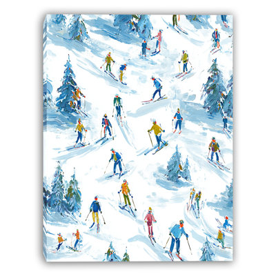 «Winter Ski Hill Crowd», art mural sur toile tendue