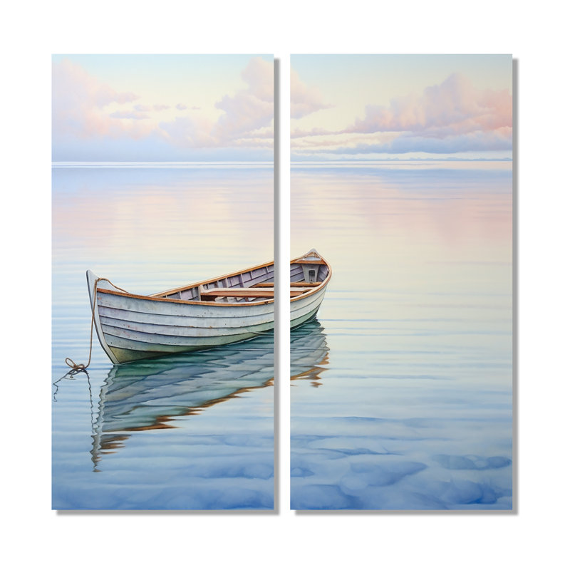 Bateau harmonieux Horizon II - art mural moderne, 20" H x 24" W, Wrapped Canvas, Does Not Apply