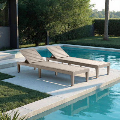 Nestl Waterproof, Lightweight, and Adjustable Outdoor Polyresin Chaise Lounge Chair Set