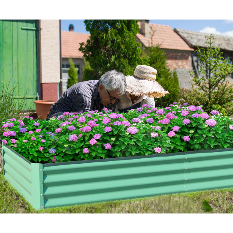 8X4X1 Ft Galvanized Raised Garden Bed, 11.81" H x 94.49" W x 47.25" D, Green