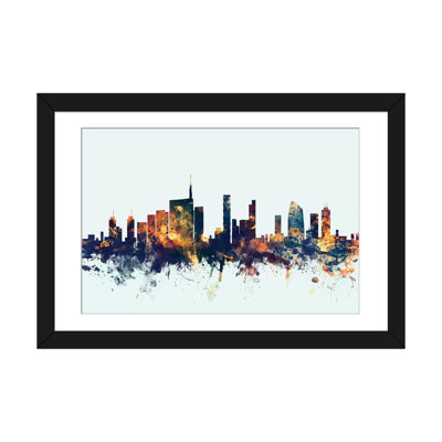 Skyline Series: Milan, Italie, impression sur toile tendue en bleu