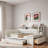 Comfortable Daybed With Trundle, Storage Shelves, Bench, Charging Station And Upholstered Headboard-1499504205