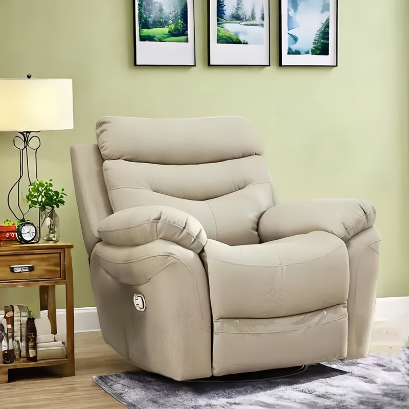 Quality fashion sofa swivel lazy home recliner, Beige Faux Leather