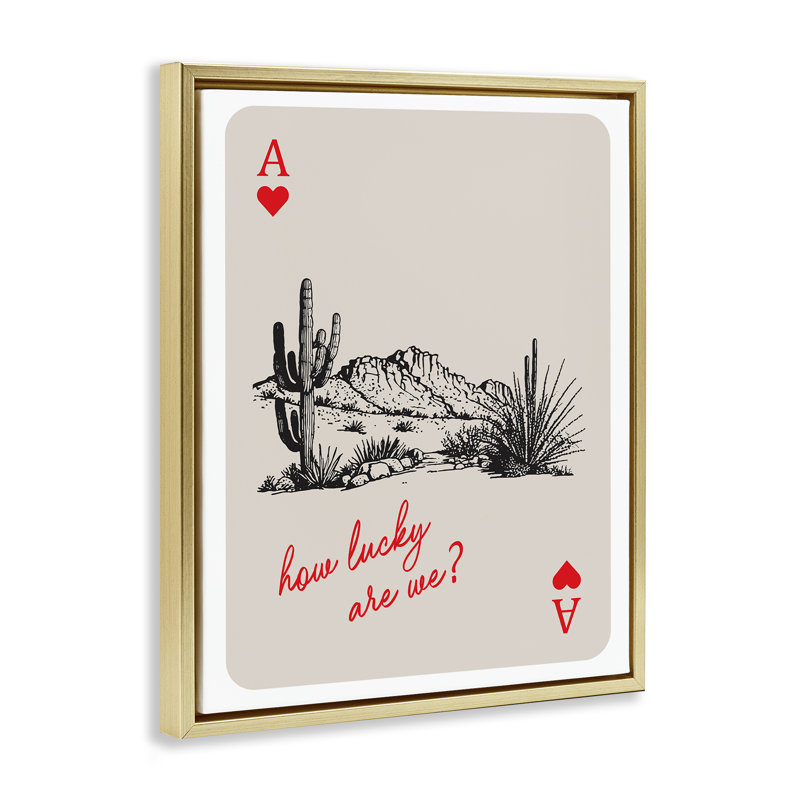 Reproduction d'art sur toile encadrée, "Carte à jouer", H 21 po x l 17 po, Cadre flottant métallique doré