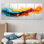 «Yellow Fractal Paint Wave Expression VII», peinture abstraite, 5 pièces