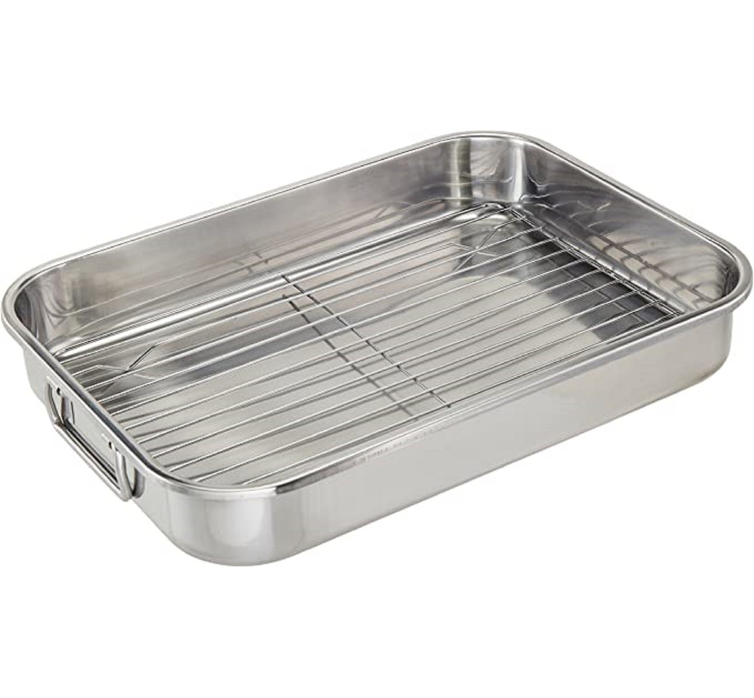 Cook Pro 14'' Non-Stick Stainless Steel Roasting Pan with Rack Cook Pro