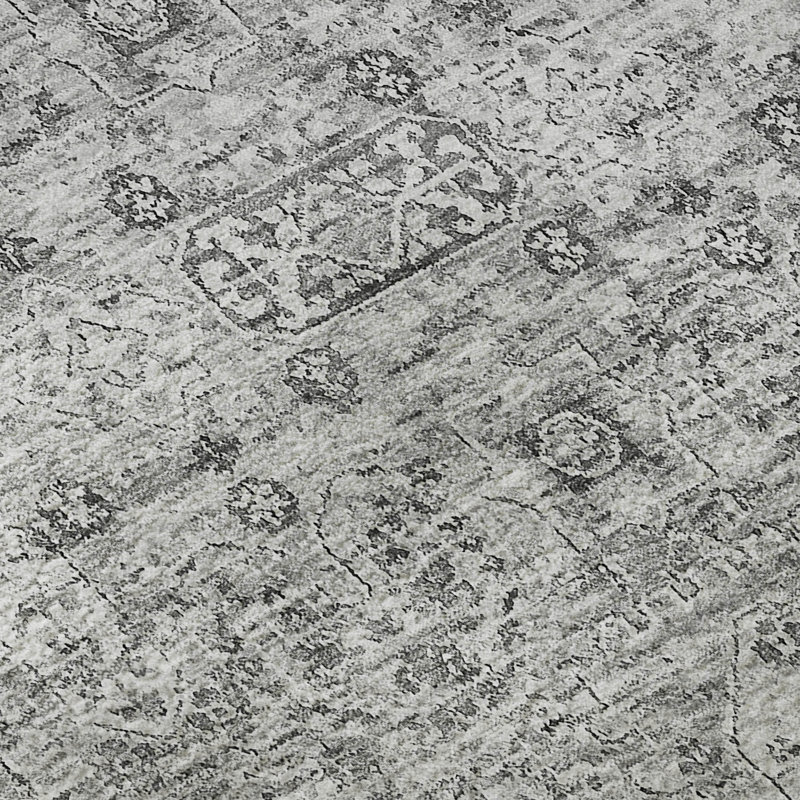 Tapis gris Cerrito AMF611 lavable à la machine de qualité supérieure, Rectangle 2 pi 6 po x 3 pi 10 po
