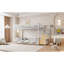 Lits simples peu encombrants avec échelle de rangement, structure en métal, style maison moderne