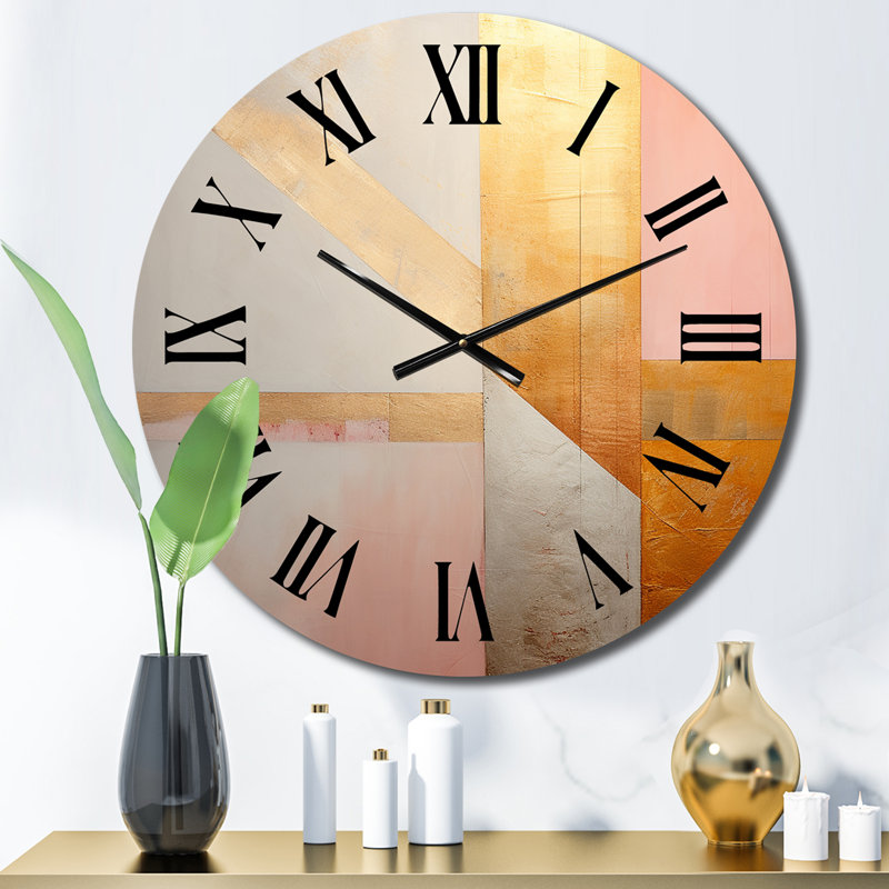 Horloge murale géométrique moderne géométrique rose Serenityin II, Petit