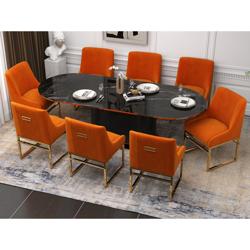 Chaise d'appoint en velours Baudel, Orange, 8