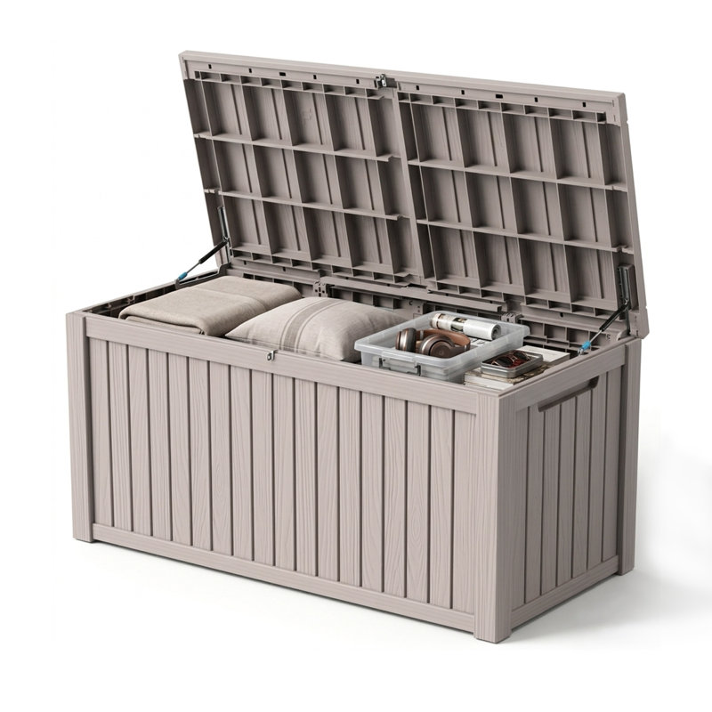 PawsomePad 200 gallons Boîte de rangement en résine brun clair pour l'extérieur intérieur, Brun
