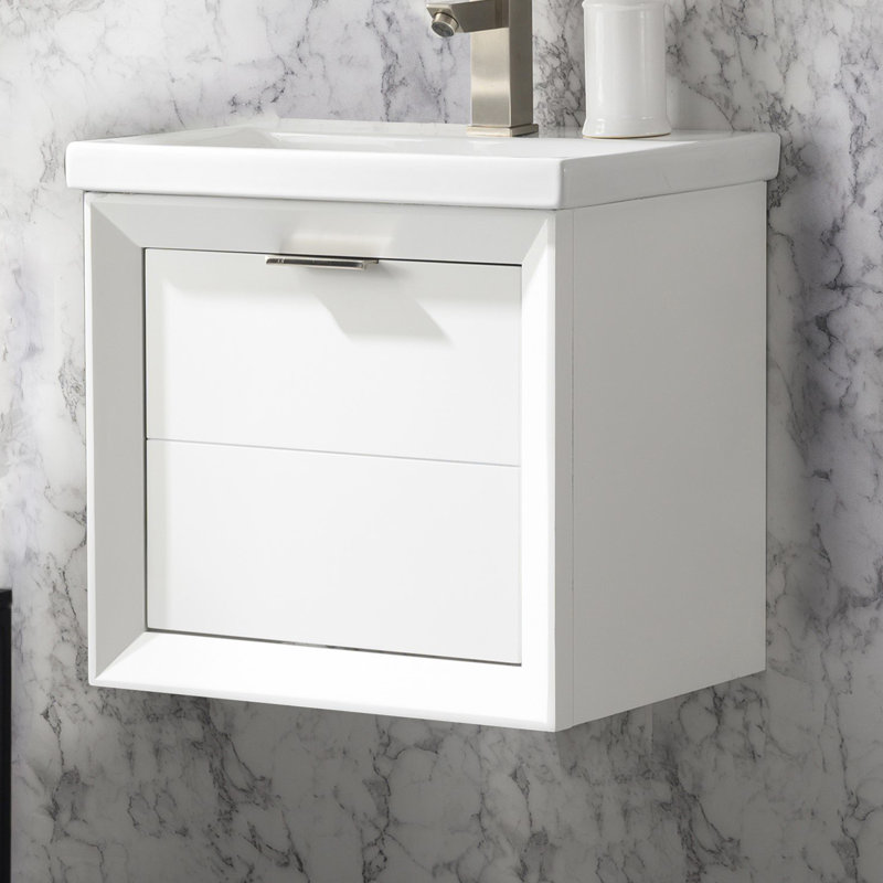 Ensemble de meuble-lavabo mural simple 20 po Draven, Blanc