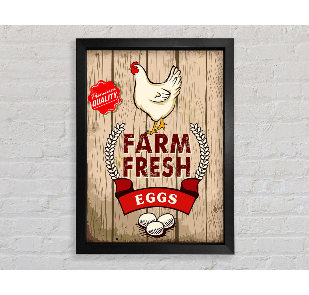 Farm Fresh Eggs Gerahmter Druck