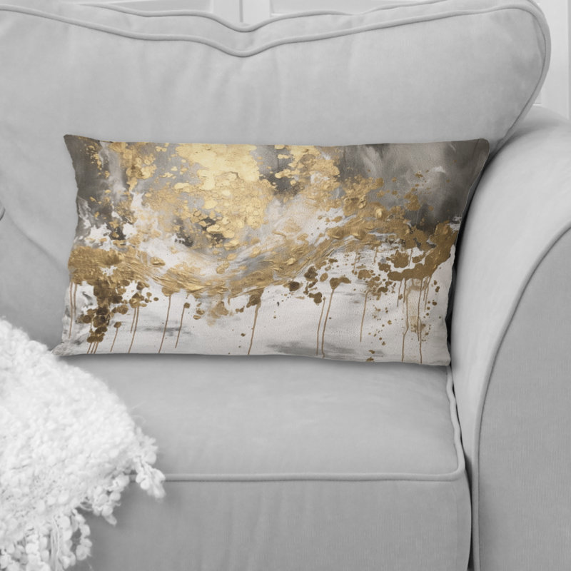 Modern Golden Drip - Coussin imprimé, H 12 po x l 20 po, Rectangulaire