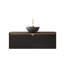 Meuble-lavabo flottant moderne de 48 po avec plateau en pierre frittée noire, portes en sergé géométrique avec garniture en métal, 4 options d'évier de vasque (noir)-1214861395