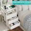 White Night Stand With 3 Fabric Drawers, Nightstand With Charging Station Led Nightstand For Bedroom