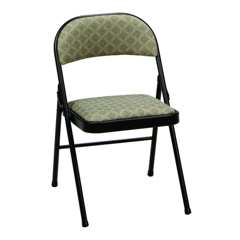 Hershel Sudden Comfort Deluxe Portable Metal Fabric Padded Folding Chair for Home, Outdoor, and Office, Black Lace/Zuni