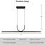 Black Linear Pendant Light Hanging Lamp with Acrylic Decorative U-Shape Modern LED Suspension Lamps
