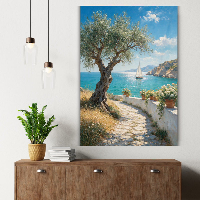Art mural méditerranéen en verre trempé, H 12 po x l 8 po