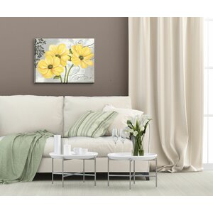 Latitude Run® 'Colori Yellow I Beautiful Gray and Yellow Floral ...