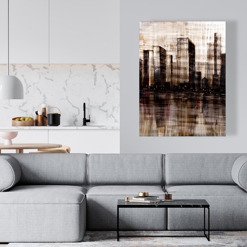 Croquis de la ville - Toile beige pour décoration intérieure