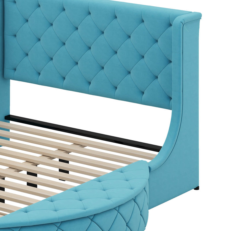 Queen Size Eitelbert Upholstered Storage Bed, Blue