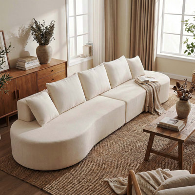 Canapé modulaire incurvé moderne de 138,6 po avec éponge entièrement compressée haute densité, ensemble de 2 pièces, entièrement assemblé (faisant face à la gauche / à la droite) pour le salon et le salon