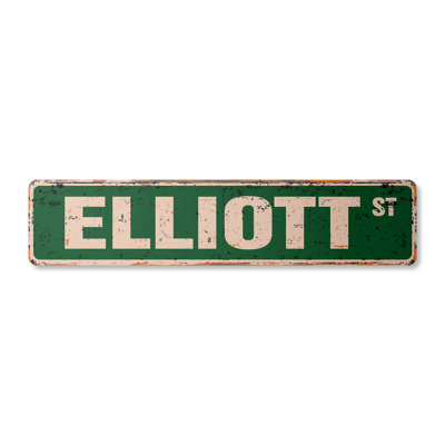 Elliott Street Sign Aluminum 4" X 18"