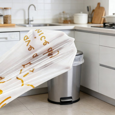 Heavy-Duty 13 Gallon Drawstring Trash Bags With Rabbit Print, Tear-Resistant Tall Kitchen Garbage Can Liners For Home And Office, 25 Count