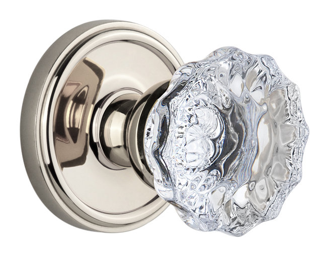 Grandeur Georgetown Rosette Privacy with Fontainebleau Crystal Door Knob, Polished Nickel, 2 3/8"