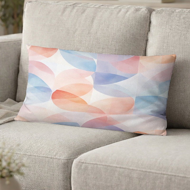 Coussin décoratif moderne à motif mosaïque pastel orange, H 12 po x l 20 po