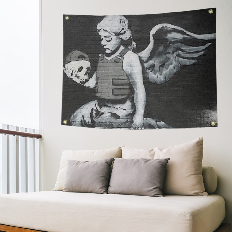 Tapisserie ange en polyester, H 26 po x l 36 po x P 1 po