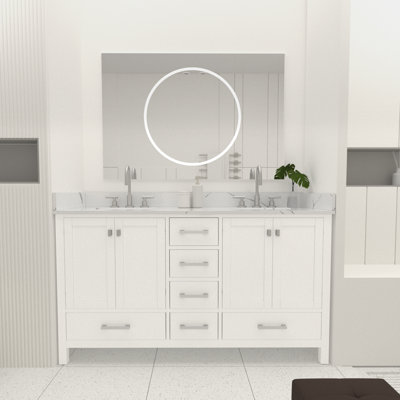 60'' Double Bathroom Vanity With Quartz Stone Top