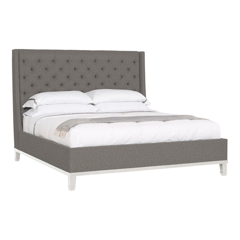 Michael Weiss Upholstered Wingback Bed, Casa Blanca, Tuck Graphite